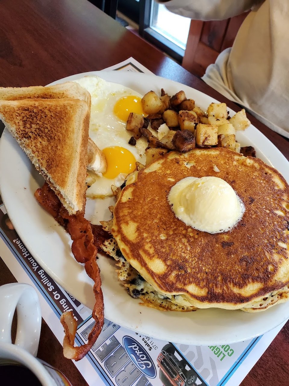 Pancakes Eggs and Toast